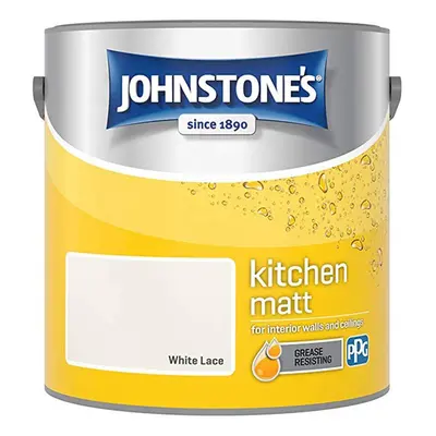 Johnstones Kitchen Matt Wall Ceiling Emulsion Paint 2.5l White Lace