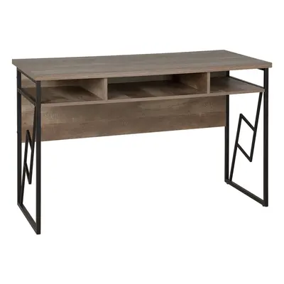 Home Office Desk with Shelf x cm Dark Wood and Black FORRES