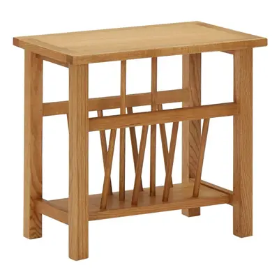 vidaXL Solid Oak Wood Magazine Table Wooden Accent End Desk Storage Stand Unit