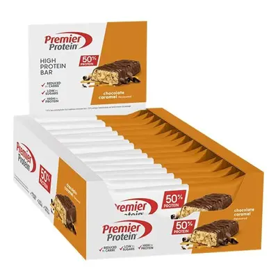 Premier Protein High Protein Bar Chocolate Caramel 16x40 g - High Protein Low Sugar + Palm Oil F