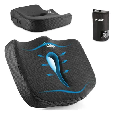 (Black) Seat Cushion for Coccyx Sciatica Coccyx Back Pain Relief, Memory Foam Ergonomic Posture 