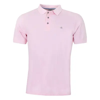 (S, Babypink) Calvin Klein Mens Campus Button Light Ribbed Collar Golf Polo Shirt