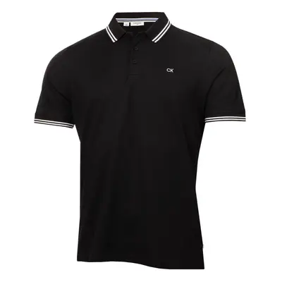 (XXXXL, Black Tipped) Calvin Klein Mens Campus Button Ribbed Collar Golf Polo Shirt