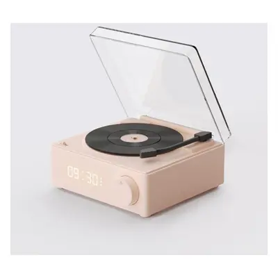 (pink) Retro Turntable Speaker Wireless Bluetooth V5.0 Vinyl Record Player Stereo Sound Subwoofe