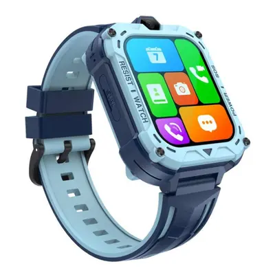 (blue) 4g Smart Watch Kids Sos Lbs Gps Wifi Location Video Call Ip67 Waterproof Remote Monitor S