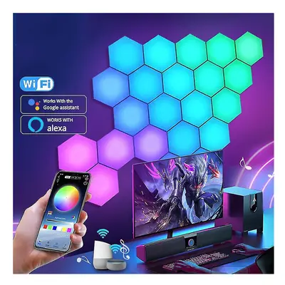 (6 Panels, WIFI+APP) LED Light Panels Hexagon Lights, RGB LED Wall Lights App&Remote Control Gam