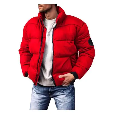 (red, 4XL) New Men&apos;s Winter Cotton Jacket Cotton Jacket Winter Jacket Standing Collar Down 