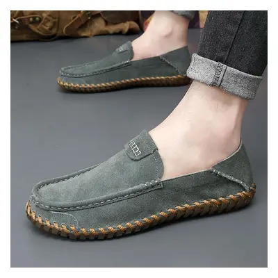 (green, 46) Men&apos;s Loafers Moccasin Driving Shoes Slip On Flats Boat Shoes