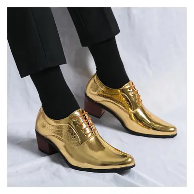 (gold, EU:41) Men Gold Dance Shoes Oxford Laces Formal Patent Leather Comfortable Business Men&a