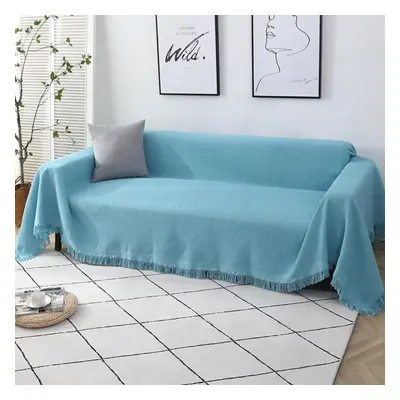 (blue, 180*180cm) Sofa Towel Throw Blanket Solid Color Knitting Sofa Covers Blanket Plaid Towel 