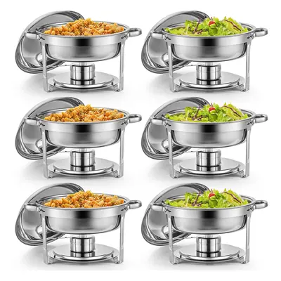 6Pcs 5L Chafer Chafing Dish Set Stainless Steel Bain Marie Food Warmer