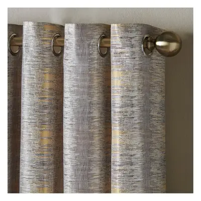 (117cm x 183cm, Ochre) Reflection Fully Lined Eyelet Ring Curtains Pair