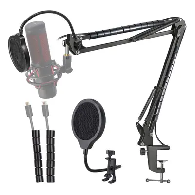 Hyperx Quadcast Mic Boom Arm with Windscreen - Suspension Mic Stand and Layers Pop Filter Compat