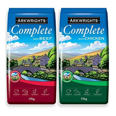 Arkwrights Complete Dry Dog Food pack (30kg) - x 15kg Beef & x 15kg Chicken - Complete Nutrition