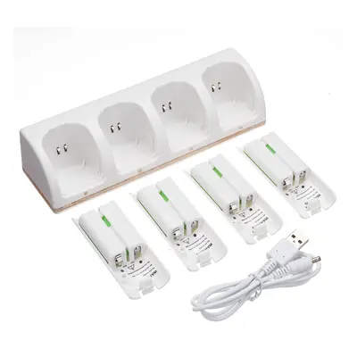 White Charger Dock Station for Wii Remote Controller + x Rechargeable Battery