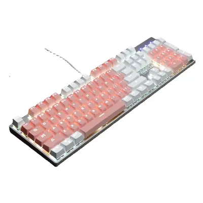 (Pink) Wired Mechanical Keyboard Keys RGB Backlight Blue Switch Waterproofd USB Gaming Keyboard 