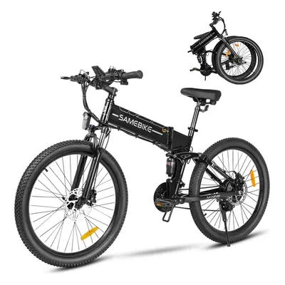 (Black) SAMEBIKEâ LO26-II SHIMAN0 21-Speed Mountain Electric Bike, Inch Folding E-bike with Du