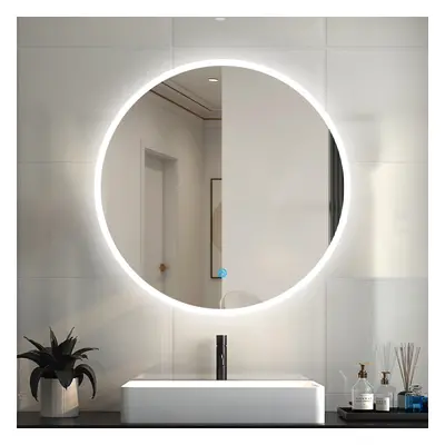 Round Mirror with LED Lights for Bedroom, Bathroom