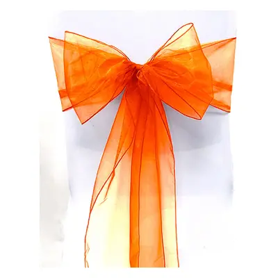 (100 Pcs, Orange) 10-100Pcs Organza Bowknot Chair Sashes Covers Wedding Party Event Banquet Deco