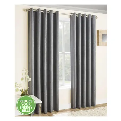 (Grey, Width - 90" (229cm) x Drop - 54" (137cm) ) Vogue Eyelet Thermal Dim Out Curtains