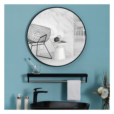 (Black 70CM) Slim Frame Round Mirror