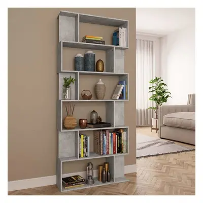 vidaXL Book Cabinet/Room Divider Concrete Grey Engineered Wood Rack Highboard