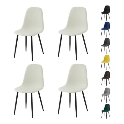 (SET OF 4, BEIGE ) 2/4/6Pcs Fabric Dining Chair with Metal Legs Bella