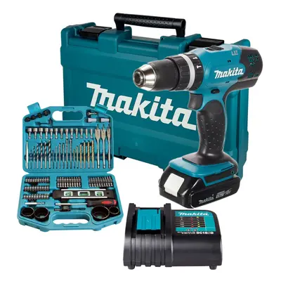 Makita DHP453 LXT 18v Lithium Combi Hammer Drill 1x Batt Screwdriver Bit Set