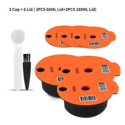 (orange, Cup + Lid) [i Cafilas][yb01] 180/60ml Reusable Tassimoo Coffee Capsule Pod CupÂ filter 