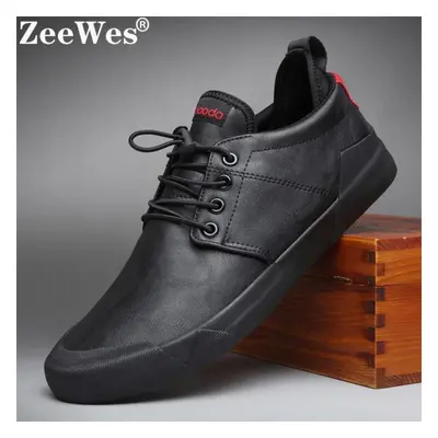 (black, 44) Spring And Autumn Fashion Men&apos;s Lace-up Leather Casual Shoes Trendy Shoes Cool 