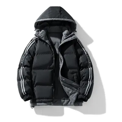 (black, 2XL) Men&apos;s Oversized 5xl Winter Thick Y2k Down Jacket Parkas Hooded Coat Streetwear