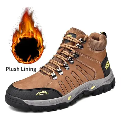 (khaki, 44) Men&apos;s Genuine Leather Hiking Shoes Ankle Boots