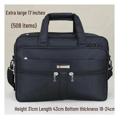 (black, Large size, inches, 508) Men&apos;s Canvas Business Briefcase with Large Capacity for La