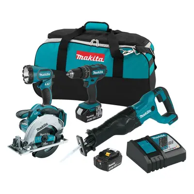 Makita LXT 18v Piece Kit - Drill Circular Saw Reciprocating Saw Torch x 5ah