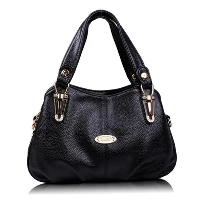 (black, one size) Bag Female Handbag Women Middle-aged Mother Bag Soft Leather Single Shoulder C