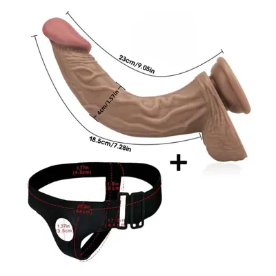 (brown, 23cm*4cm) Realistic Silicone Dildo Harness Strapons Fake Penis Pants Sex Game Strap On D