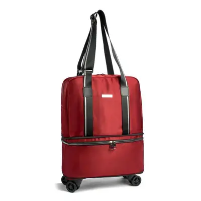 (red, M) Large Capacity Portable Waterproof Luggage Long-distance Lightweight Luggage Storage Bo