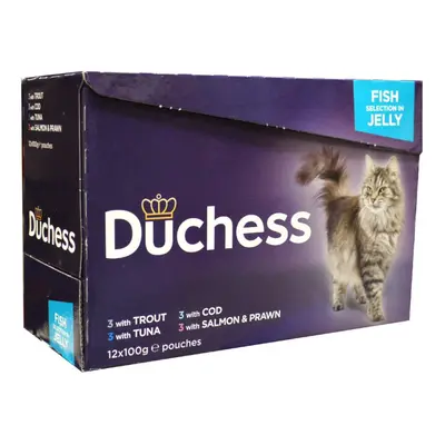 Duchess Cat Pouch Fish Selection In Jelly 12x100g (Pack of 4)