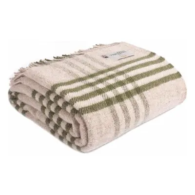 (Olive) Tweedmill Lifestyle Hex Check Blanket/ Throw - 150x183cm - 100% New Pure Wool, Made in U