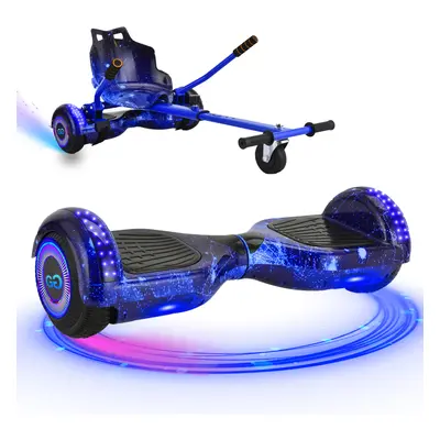 (Galaxy Blue Bundle) 6.5'' Hoverboard and Hoverkart Go Kart LED Bundle