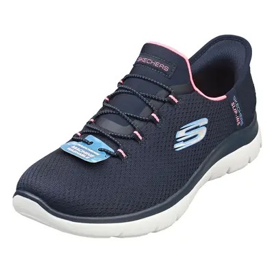 (5) Skechers Slip-ins Summits Vegan Womens Fashion Trainers in Navy Pink