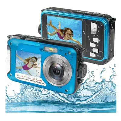 Digital Underwater Camera, Full HD 2.7K 48MP Underwater Camera Underwater Camera with Dual Scree