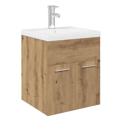 (artisan oak, x 38.5 x cm) vidaXL Sink Cabinet with Built-in Basin White and Sonoma Oak Engineer