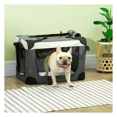 PawHut 60cm Foldable Pet Carrier Bag Soft Travel Dog Crate for Mini Dogs Grey