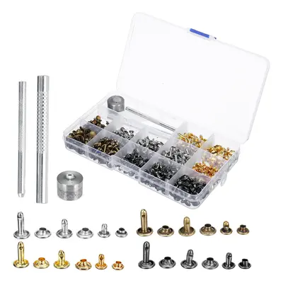 840Pcs Leather Craft Double Cap Rivets Tubular Metal Studs Fixing Tools Kit