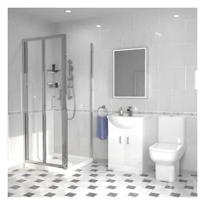 Nes Home 760mm Shower Enclosure, Side Panel, 550mm Vanity Unit & Close Coupled