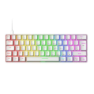 (White, Blue Switch) Mechanical Keyboard Keys NKRO RGB Backlight Type-C USB Wired Waterproof ABS