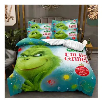 (Style 10, King (220X240CM/3PCS)) The Grinch Bedding Single Double King Duvet Cover