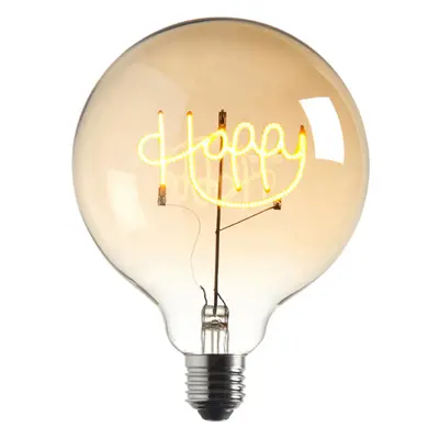 2W E27 Globe Shaped LED Lamp - HAPPY LED Filament Amber Tinted Glass Light Bulb