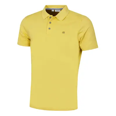 (XXXXL, Lemon) Calvin Klein Mens Campus Button Ribbed Collar Golf Polo Shirt